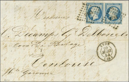 PC 1818 / N° 15 Paire, Belle Marge Càd LYON (68) Sur Lettre 2 Ports Pour Toulouse. 1854. - SUP. - R. - 1853-1860 Napoleon III