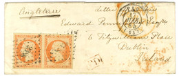 PC 2388 / N° 16 Paire, Superbe Marge Càd T 15 PAU (64) Sur Lettre Pour Dublin. 1854. - TB / SUP. - 1853-1860 Napoléon III