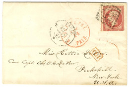 Losange J / N° 17 Percé En Ligne Càd J PARIS J Sur Lettre Pour Les Etats-Unis. 1863. - TB. - 1853-1860 Napoléon III