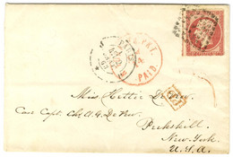 Losange J / N° 17 Percé En Ligne Càd J PARIS J Sur Lettre Pour Les Etats-Unis. 1863. - TB. - 1853-1860 Napoleone III