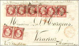 Etoile / N° 17 (2 Paires + Bande De 4, 2ex Leg Def) Càd Rouge (2) Bau CENTRAL (2) / PARIS Sur Lettre Pour Vera Cruz. 186 - 1853-1860 Napoléon III