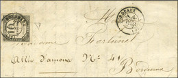 Càd T 15 BORDEAUX (32) / Timbre-taxe N° 1 Superbe Marge Sur Lettre Locale. 1859. - SUP. - R. - 1859-1959 Cartas & Documentos