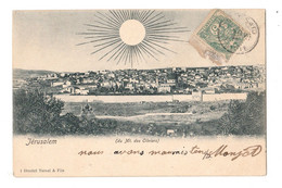 Levant 5c Type Blanc Cachet PORT SAID  Pour MARSEILLE   +PAQUEBOT  / Cpa JERUSALEM VUE DU MT DES OLIVIERS - Storia Postale