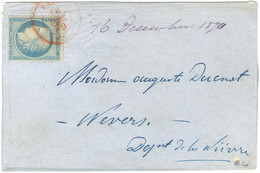 Càd Rouge PARIS (SC) 16 DEC. 70 / N° 37 Sur Enveloppe Sans Texte Pour Nevers, Au Verso Càd D'arrivée 19 DEC. 70. LE PARM - Oorlog 1870
