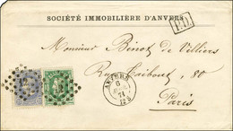 PC 12 / Belg. 10 C. Vert + 20 C. Bleu Càd ANVERS 6 AVRIL 71 Sur Lettre Adressée à Paris Sans Càd D'arrivée. - TB / SUP.  - War 1870