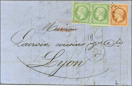 Ancre / N° 12 (2) + 16 Les 3 Ex Belles Marges Càd SIMOIS / * 16 JUIL. 62 Sur Lettre De Constantinople Pour Lyon. Excepti - Maritime Post