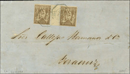 Cachet Octo LA GUAYRA / * / N° 69 Paire Avec Interpanneaux Sur Lettre Adressée à Veracruz Au Tarif Inter-Antilles. 1876. - Poste Maritime