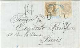 TP Colombie 5c + 10c Oblitérés Cachet Bleu HONDA, à Coté Càd Octo SAVANILLA / * Sur Lettre Pour Paris, Au Recto Taxe Tam - Poste Maritime