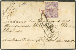 TP Colombie 10c. Oblitéré Rouge, à Coté Càd Octo SAVANILLA / * Sur Lettre Pour Bordeaux, Au Recto Taxe Tampon 12. 1876.  - Posta Marittima