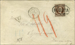 Cachet BOGOTA / TP Colombie 10c, à Coté Cachet Circulaire SAVANILLA Sur Lettre Pour Copenhague. 1881. Première Pièce Vue - Poste Maritime