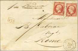 Ancre / N° 24 (2) Càd Octo URUGUAY / SAINTONGE 15 AVRIL 65 Sur Lettre Datée De Montevideo Le 14 Avril 1865 Pour Rome. -  - Posta Marittima