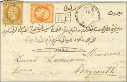 GC 5089 / N° 21 (léger Pli) + N° 23 (def) Càd JAFFA / SYRIE + P.P. Sur Lettre Pour Beyrouth. 1868. - TB. - R. - Maritime Post