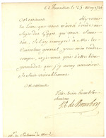 Lettre Datée De Versailles Le 25 Mai 1726 Signée Louis Henri Duc De Bourbon, Grand Maître Et Surintendant Général Des Po - ....-1700: Precursors