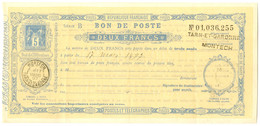 Bon De Poste 2 Francs, 5c Bleu (Storch F 8) Avec Son Enveloppe D'envoi. - TB / SUP. - R. - Other & Unclassified