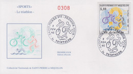 Enveloppe  FDC  1er  JOUR     SAINT  PIERRE  Et  MIQUELON     Le  TRIATHLON    1995 - FDC