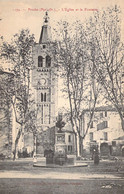 CPA France - Les Pyrénées Orientales - Prades - L'Eglise Et La Fontaine - Brun Frères Edition - Clocher - Animée - Prades