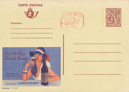 Pub Chantovent Coteaux Du Pont Du Gard . Belle Fille Dessin Entier Postal Belgique Format 10/15 Cms - Remoulins