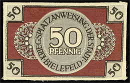 50 Pfg. Leinen, Weiß 1.3.1918. Udr. Vs. Hellrot, Rs. Dunkelrotbraun, Vs. Feinleinen, Rs. Grobleinen. Dieses Exemplar Im  - Zwischenscheine - Schatzanweisungen