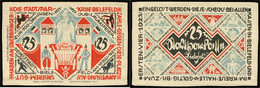 25 Mark Leinen, Weiß 15.7.1921 - 1.4.1922. Blaudruck Der Vs. Und Rs. Graublau Statt Blau, Mit Rundstempel. Grabowski Erw - Zwischenscheine - Schatzanweisungen