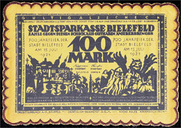 100 Mark Seide, Glänzend Gelb 15.7.1921 „Französischer Vertragsbruch“, Mit Rot-schwarzem Bogenrand Und Bestickter Rs., K - Zwischenscheine - Schatzanweisungen