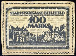 100 Mark Leinen, Sämisch 15.7.1921 „Nichts Schrecklicheres“. Mit Sämisch-farbener Borte Umrändelt, Ohne Rund-Stpl., Aber - Zwischenscheine - Schatzanweisungen