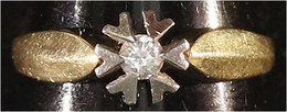 Damenring Gelbgold/Weißgold 585/1000 Mit 1 Brillant 0,13 Ct. Ringgröße 18. 2,55 G. - Andere & Zonder Classificatie
