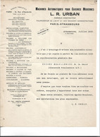 Courrier 1920 / 67 STRASBOURG 75010 PARIS / URBAN Ingénieur Constructeur Machines Pour Cuisines Modernes - 1900 – 1949