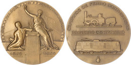 Portugal: Bronzemedaille 1956 Zum 100j. Bestehen Der Portug. Eisenbahn. 90 Mm. Vorzüglich/Stempelglanz - Unclassified