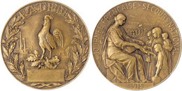 Frankreich: Bronzemedaille 1915 Von Lefebure. Tag Der Nationalen Hilfe. 50 Mm. Vorzüglich - Unclassified