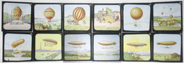 Farbige Glasbilder ("Lantern Slides") Ca. 1880 Einer Englischen Laterna Magica "The Albemarle", Balloons And Airships. 1 - Unclassified