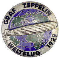 Eins. Vers. Emailliertes Abzeichen 1929 A.d. Weltflug Des Graf Zeppelin Mit Dem LZ 127. Herst. G.T.D. Rs. Nadel. 44,5 Mm - Unclassified