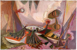 Gemälde "Boote Auf Dem Wasser", Ca. 1960 Von Paul Ohnsorge (1915 Sagan, Schlesien - 1975 Hambühren). Öl Auf Leinwand. 44 - Andere & Zonder Classificatie