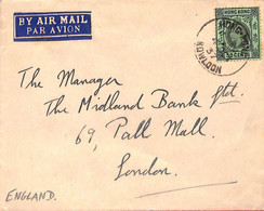 Aa6824 - HONG KONG - POSTAL HISTORY -  COVER From KOWLOON To ENGLAND 1937 - Covers & Documents