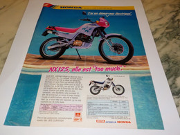 ANCIENNE PUBLICITE  MOTO NX 125 DE HONDA 1989 - Motos