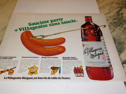 ANCIENNE PUBLICITE SAUCISSE PARTY + LA VILLAGEOISE SANS SOUCIS 1980 - Alcools