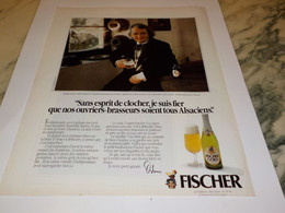 ANCIENNE PUBLICITE MICHEL DEBUS ET BIERE QU ON AIME FISCHER 1980 - Alcools