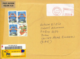 TURKEY - 2015 - REGISTERED  STAMPS  COVER TO DUBAI. - Storia Postale