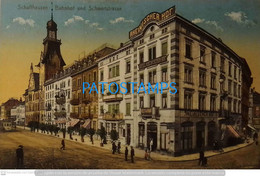 195537 SWITZERLAND SCHAFFHAUSEN STREET SCHWERT STATION TRAIN & TRAMWAY POSTAL POSTCARD - Hausen Am Albis 