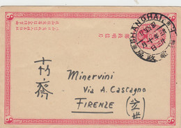 PS026 - OLD POSTAL STATIONERY - CHINA 1897 SHANGHAI TO FIRENZE ITALY RARE!! - Cartas & Documentos