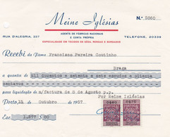 MY BOX 2 - PORTUGAL COMMERCIAL DOCUMENT  - PORTO - FISCAL STAMP - Portugal