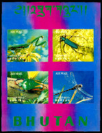 BHUTAN 1969 INSECTS - 3d  Unique Stamp Imperf, Souvenir / Miniature Sheets MNH, As Per Scan - Fouten Op Zegels