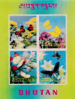 BHUTAN 1968 BUTTERFLIES - 3d  Unique Stamp Imperf, Souvenir / Miniature Sheets MNH, As Per Scan - Fouten Op Zegels