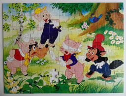 PUZZLE NATHAN 100 Pièces WALT DISNEY LES TROIS PETITS COCHON Incomplet - 1982 - Puzzels