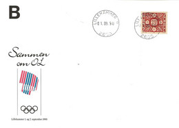 Norge Norway 1990 Olympic Games  Lillehammer "Sammen Om OL"- 1.9.90 - Covers & Documents