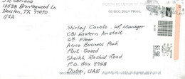 UNITED STATES - 2014 - STAMP LABEL  COVER TO DUBAI. - Lettres & Documents