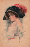 Illustration Court Barber - Jeune Femme Au Chapeau - Publicité:Dames En Heeren-Kleermakerij - Carte N° 5556 Non Circulée - Barber, Court