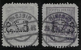 Poland 1923/1930 Stamp With Perfin E.Z.S. unidentified In The Catalog From Bielsko Lochung Perfore - Gebraucht