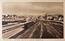 Saint Dié - La Gare , Vue De La Grande Passerelle - Wagon Et La Ligne Du Chemin De Fer - Saint Die