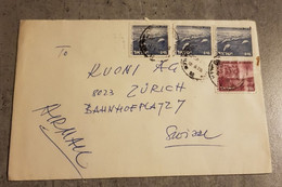 ISRAEL AIR MAIL ENVELOPPE LETTER COVER CIRCULED SEND TO SUISSE - Posta Aerea