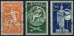 1954-Greece- "N.A.T.O." Airpost Issue- Complete Set Used/used Hinged - Gebraucht